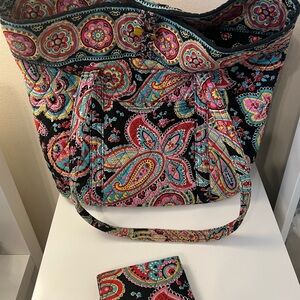 Vera Bradley Black and Pink Paisley Tote